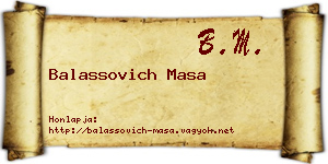 Balassovich Masa névjegykártya